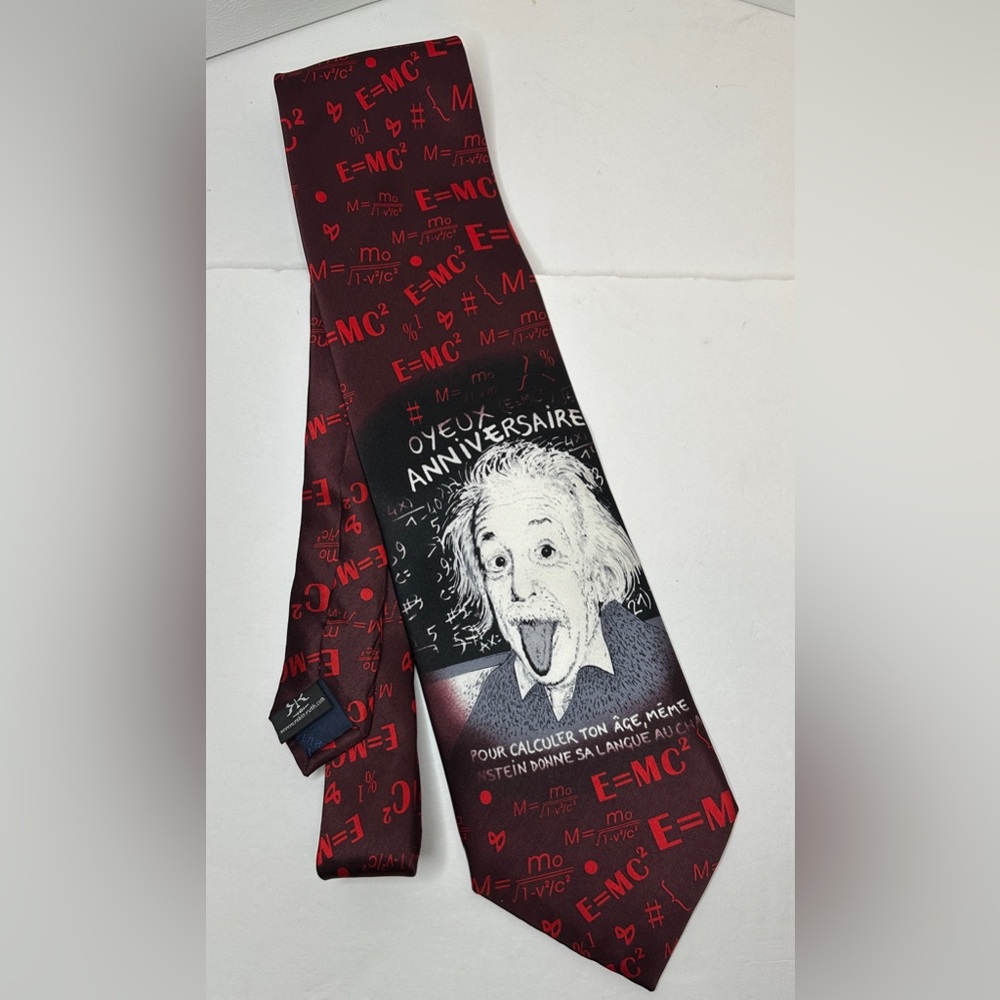 Robin Ruth Men's Albert Einstein Red Burgundy Graphic Print Physics Science Tie